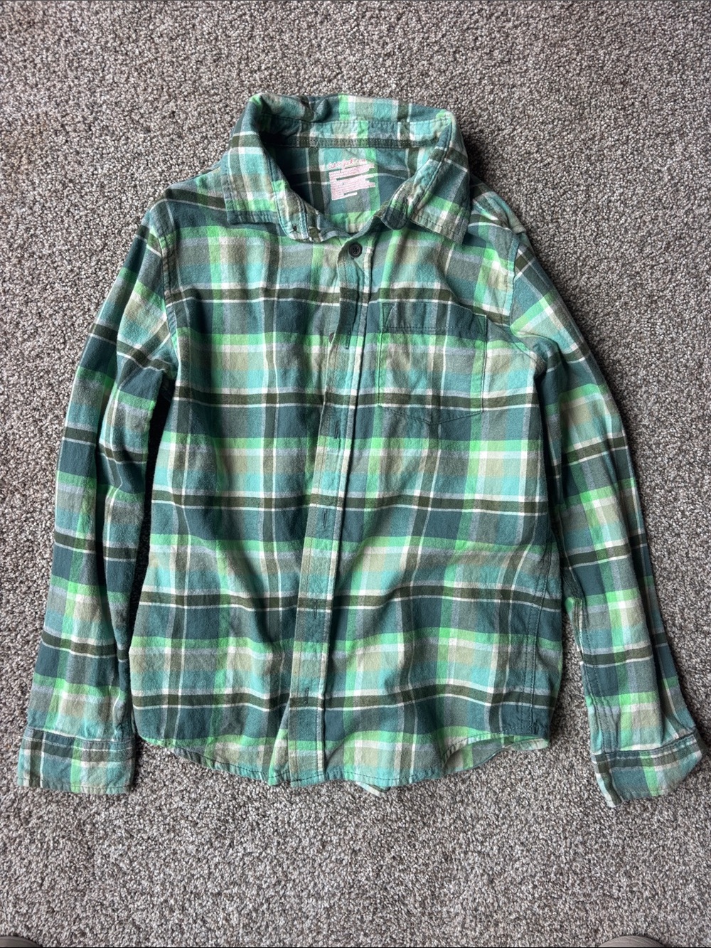 Cat & Jack Green Plaid Button-Up Shirt